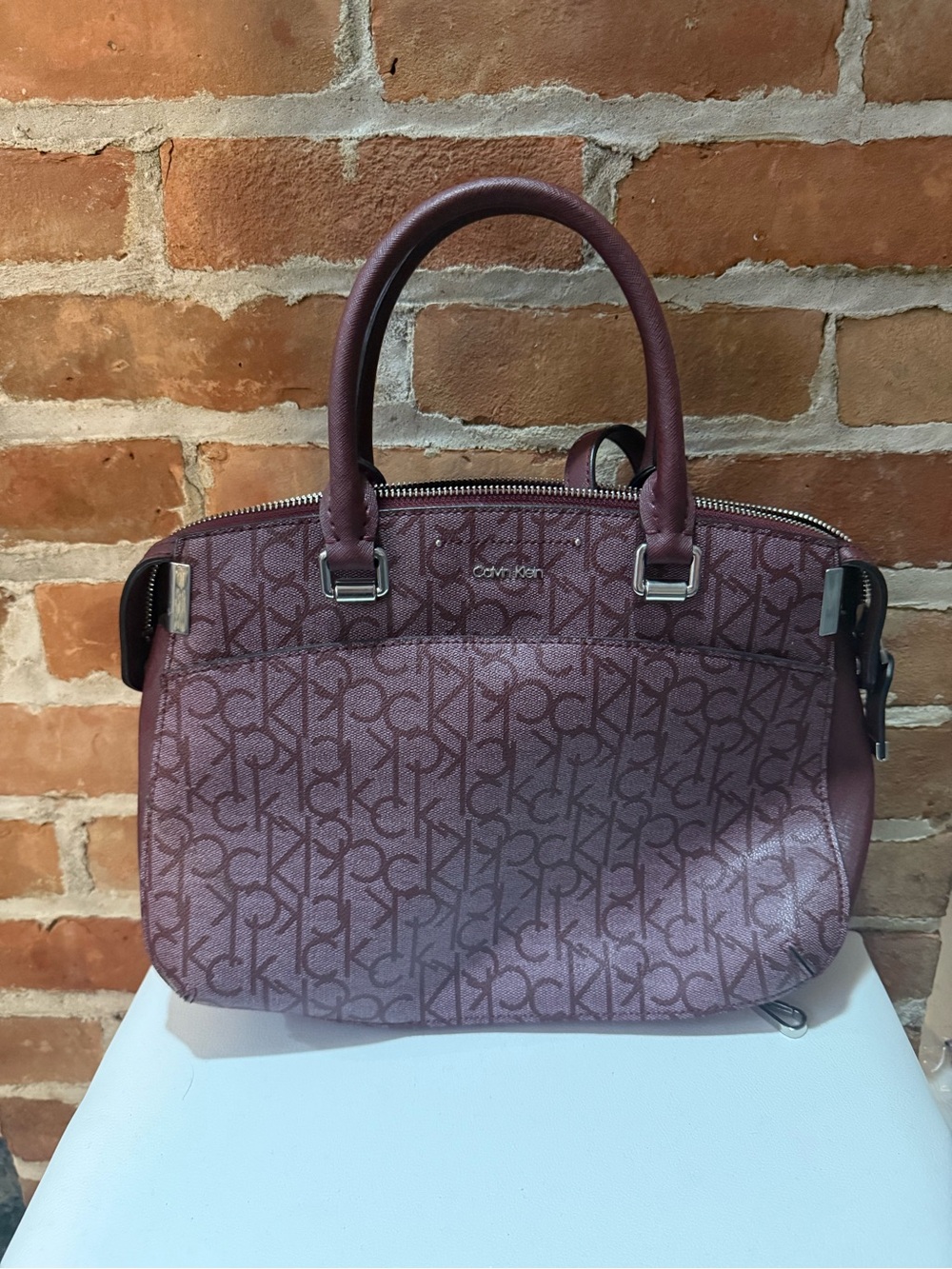 Calvin Klein Plum Monogram Satchel